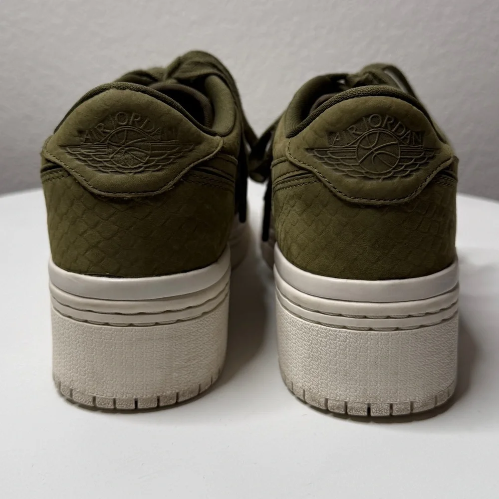 Nike Air Jordan 1 Re Low Lifted Sneakers Olive Canvas Textured Sole Size 7